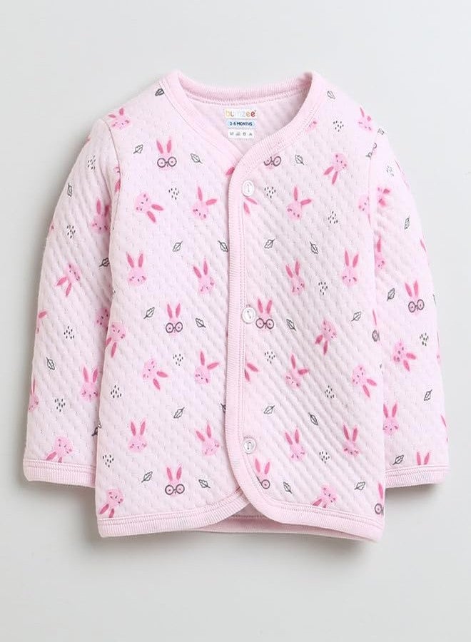 BUMZEE Pink Girls Full Sleeves Polyfill Winter Wear Set Age - 0-3 Months (Peb9813B-pnk) - Image 2