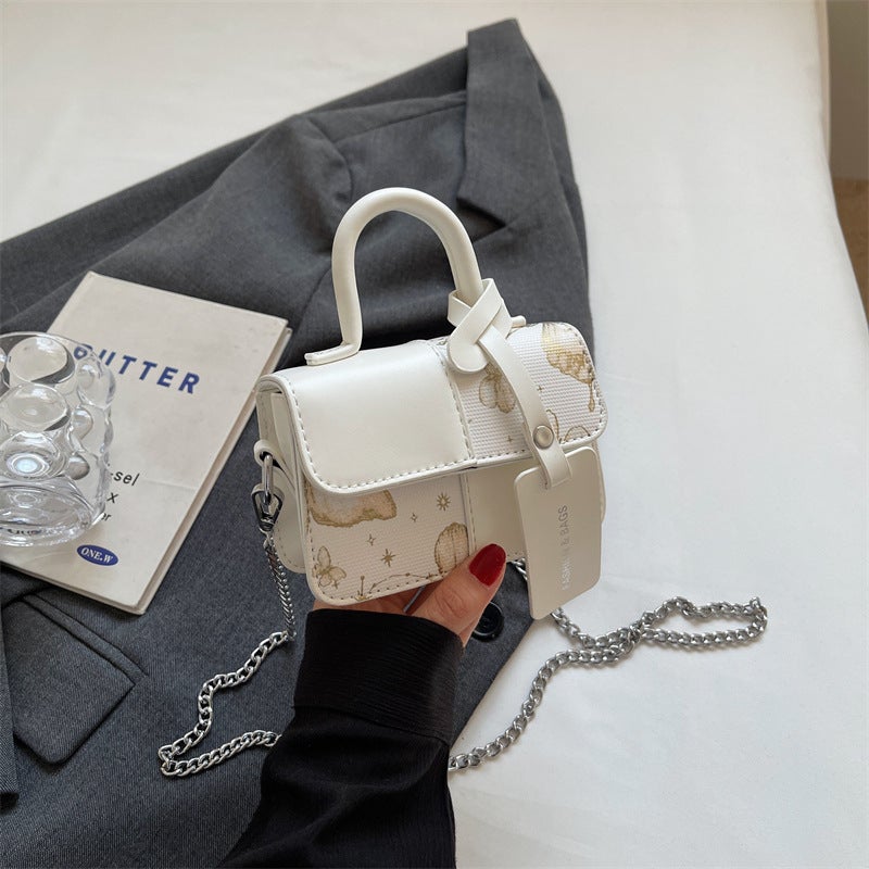Texted Portable Small Bag Women'S Bag Fashionable Printed Shoulder Bag Contrast Color Shoulder Crossbody Small Square Bag - Image 1
