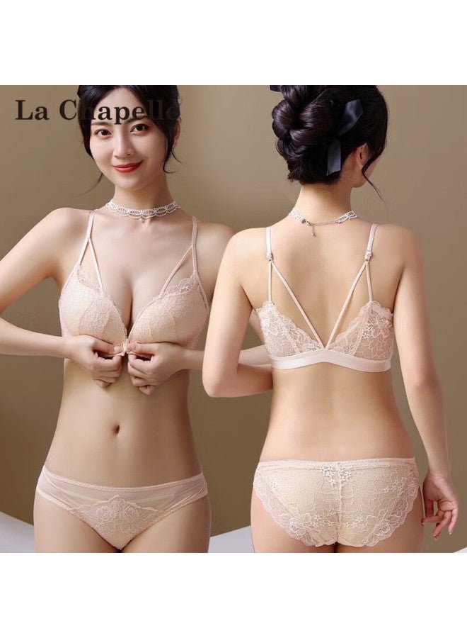 La Chapelle Back Front Closure Bra Set Wireless Push-up Plus Size Bra Red Year Premium Gift - Image 1
