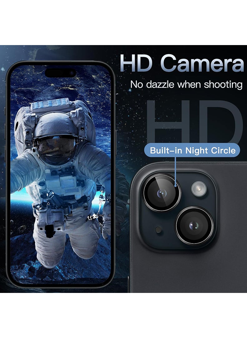 Theodor iPhone 13/ 13 Mini 2 Pcs Camera Lens Protector With 9H Tempered HD Glass Camera Cover Anti Scratch Aluminum Alloy Camera Ring, Black - Image 4