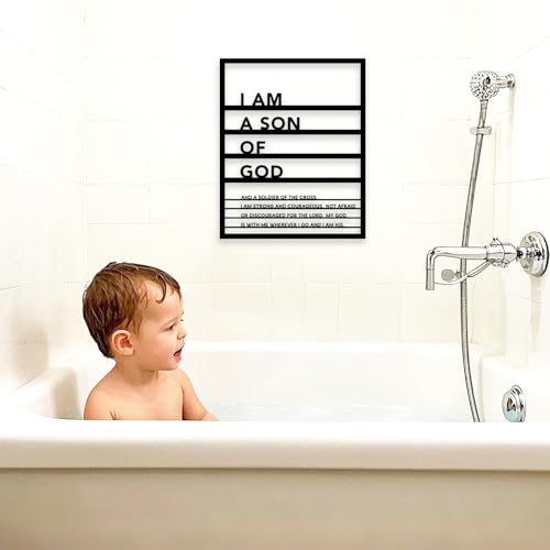 Yuzhuo Metal Teen Boy Room Wall Decor I Am a Son of God Wall Art Sign for Boys Bedroom Playroom living Room Bathroom Motivational Sculptures Black - Image 5