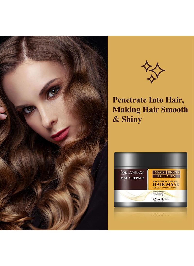 LANEMAY Collagen Hair Treatment, Maca Essence Repairing Hair Mask,Conditioning Biotin Argan Oil Hair Mask,Keratin Hair Mask Collagen Treatment,Deep Repair Conditioner Hair Masks,for Dry Damaged Hair  - Image 2