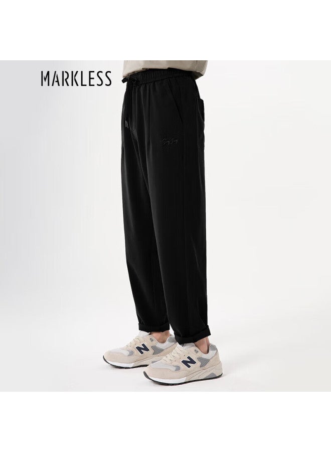 Markless Men's Pants, Summer Loose Fit, Korean Style Casual Trousers, Solid Color Men's Pants, Clb3829m Black, Size 29 - Image 1
