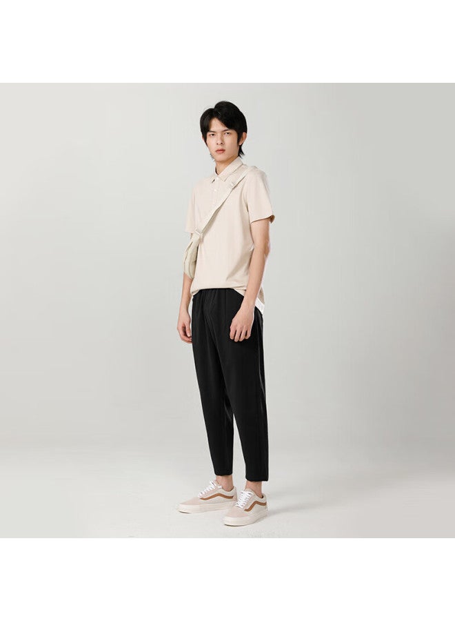 Markless Men's Pants, Summer Loose Fit, Korean Style Casual Trousers, Solid Color Men's Pants, Clb3829m Black, Size 29 - Image 2