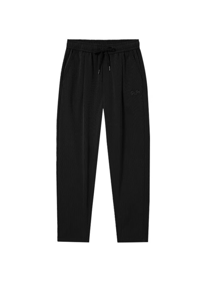 Markless Men's Pants, Summer Loose Fit, Korean Style Casual Trousers, Solid Color Men's Pants, Clb3829m Black, Size 29 - Image 4