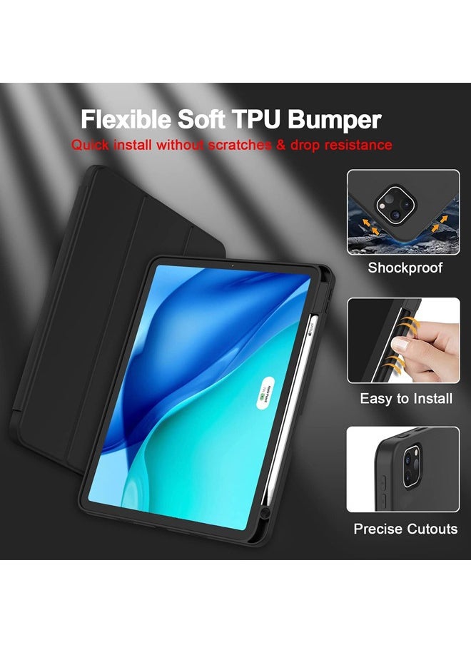 Rock Pow - Cover Case For iPad Pro 11 Inch Case 2022/2021/2010/2018 Gen with Pencil Holder,Smart iPad Case Support Touch ID and Auto Wake/Sleep with Auto 2nd Gen Pencil Charging Black - Image 1