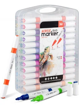 Hobi Market Art Hobby Market Art Acrylic Duo Marker Double Tip Water Based Acrylic Painting Marker Set 36 Colors