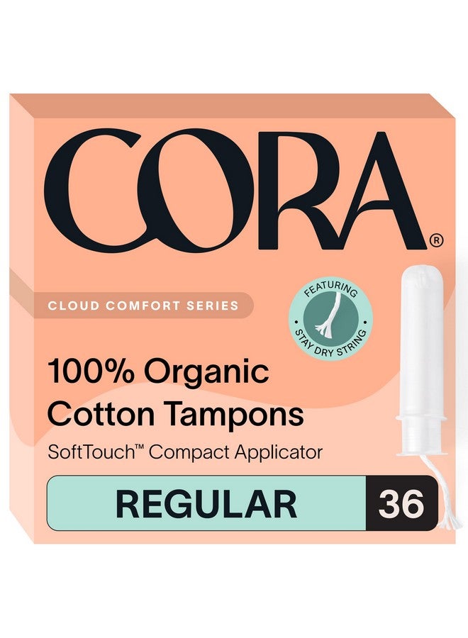 cora Cora Organic Applicator Tampons | Regular Absorbency | 100% Organic Cotton, Unscented, BPA-Free Compact Applicator | Leak Protection | Packaging May Vary | 36 Total - Image 1