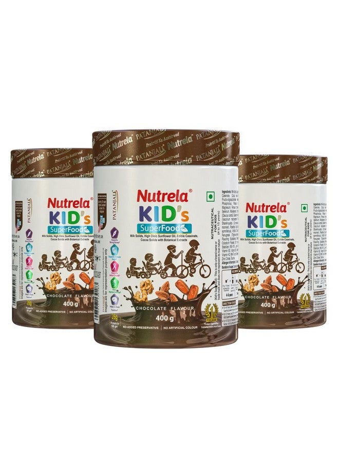 Nutrela Nutrela Kids Super Food | 500g Chocolate Flavour pack of 3 | Nutritional Supplement with Milk Protein, DHA, Vitamins & Minerals | Supports Growth, Immunity & Brain Development | For Ages 4-15 Year | Vegetarian - Image 1