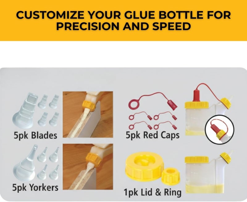 Fastcap Fastedge Glu-Bot Tip Kit - 16 Ounce Capacity, Replacement Lid, Ring, Blade & Yorker Tips, Caps Included - Original Version - 98229 - Image 4