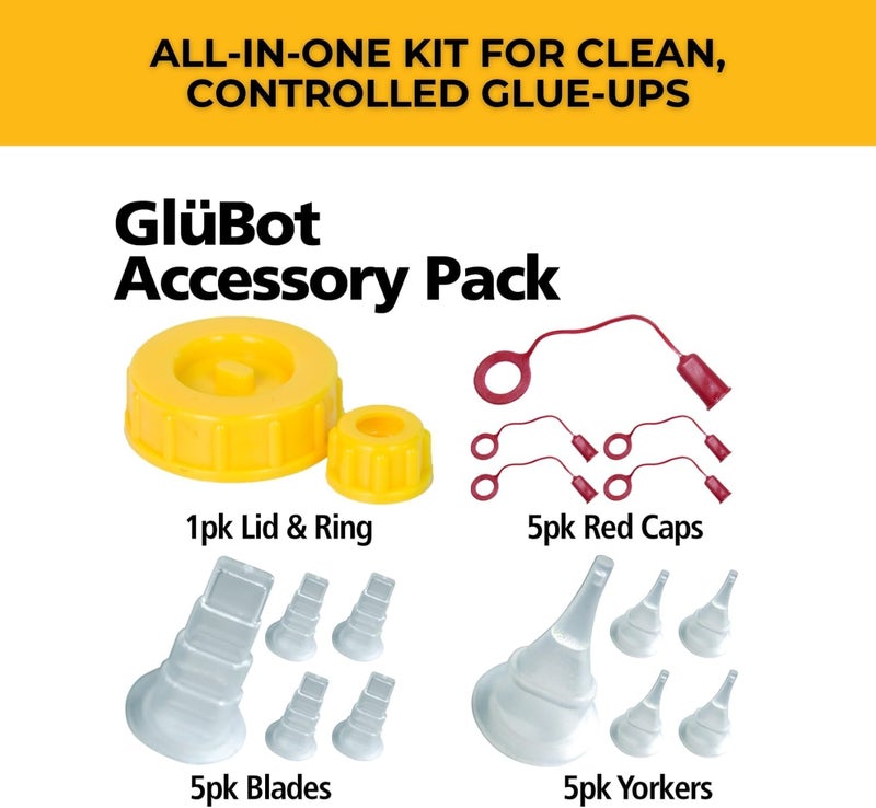 Fastcap Fastedge Glu-Bot Tip Kit - 16 Ounce Capacity, Replacement Lid, Ring, Blade & Yorker Tips, Caps Included - Original Version - 98229 - Image 2