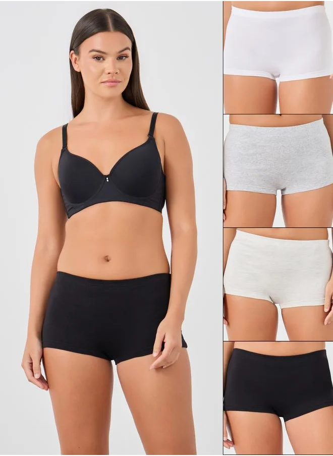 ستايلي Styli Pack of 4 - Solid Elasticated Waistband Boyshorts
