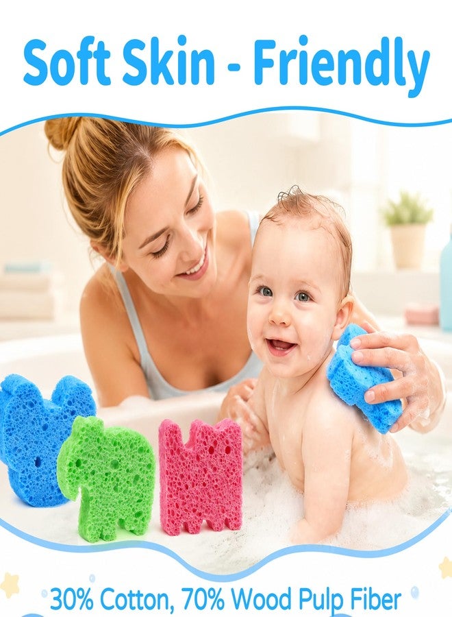 Yookat 3Pcs Cute Baby Bath Sponge Natural Soft Kids Bath Sponge with Cat Koala Elephant Shapes Plant Based Wood Pulp Cotton Shower Sponge for Infant Toddler Newborns - Image 4