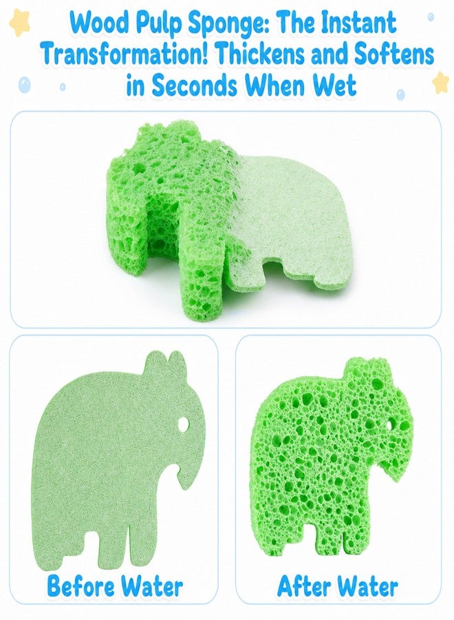Yookat 3Pcs Cute Baby Bath Sponge Natural Soft Kids Bath Sponge with Cat Koala Elephant Shapes Plant Based Wood Pulp Cotton Shower Sponge for Infant Toddler Newborns - Image 3
