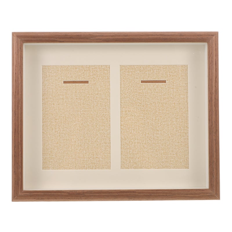 Coffee Wood Medal Display Case with Photo Frame for Running and Football Medals - Image 1