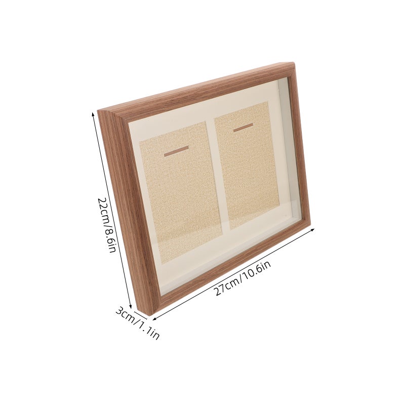 Coffee Wood Medal Display Case with Photo Frame for Running and Football Medals - Image 2