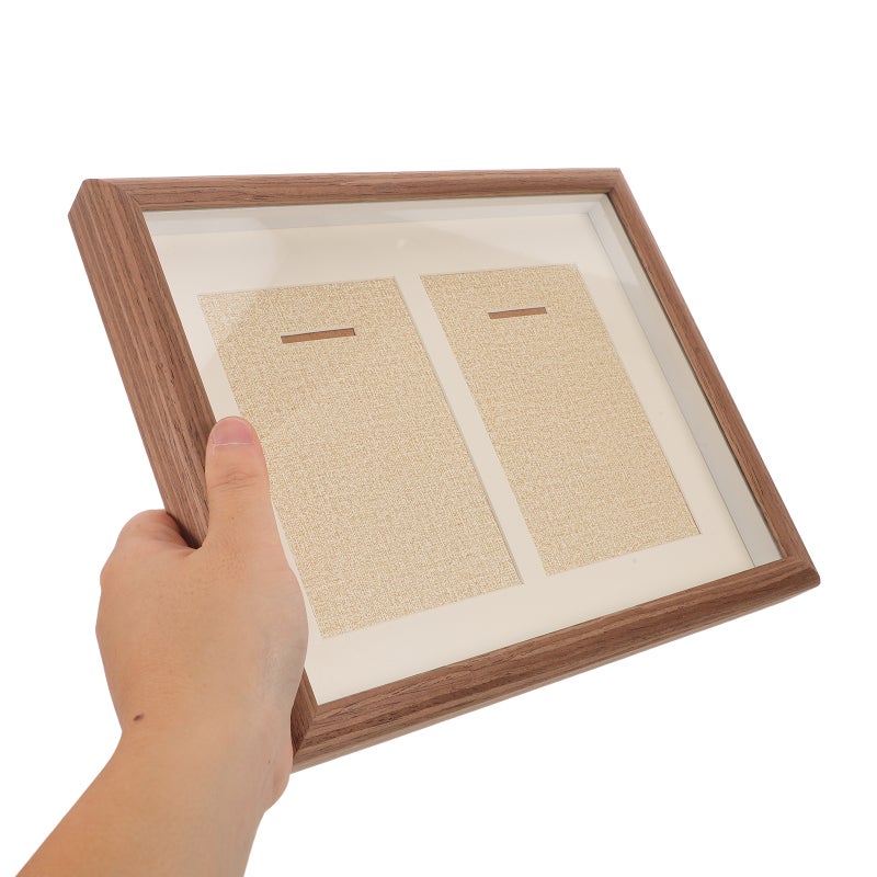 Coffee Wood Medal Display Case with Photo Frame for Running and Football Medals - Image 3