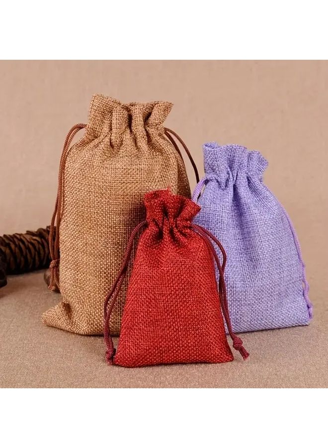 25 Pcs Gray Burlap Bags 9x12cm Drawstring Storage for Jewelry - Image 2