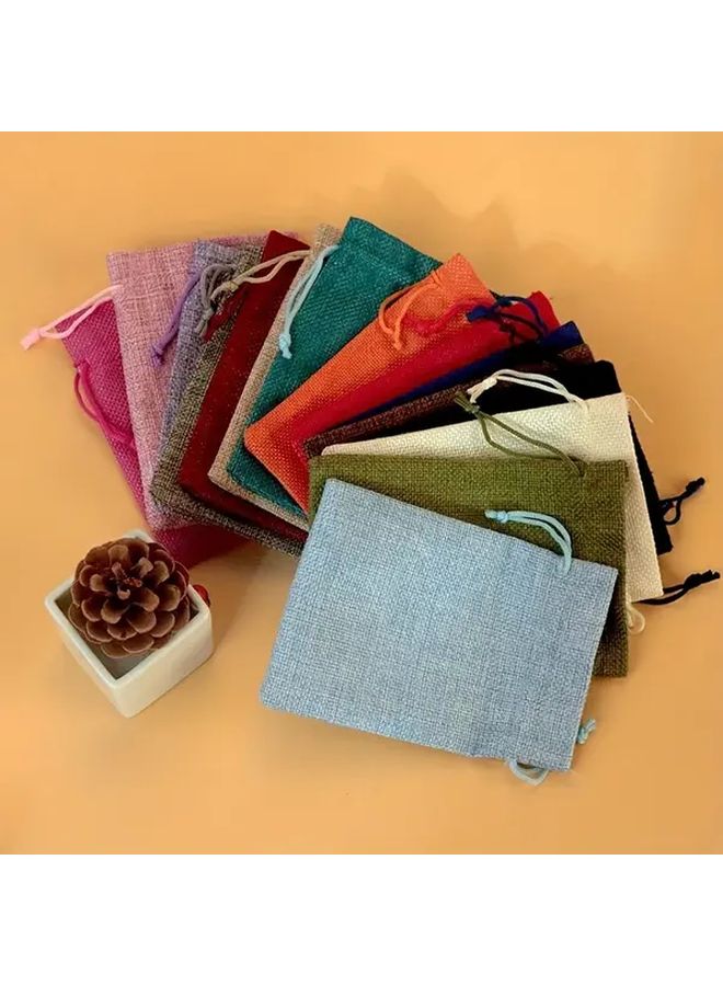 25 Pcs Gray Burlap Bags 9x12cm Drawstring Storage for Jewelry - Image 1
