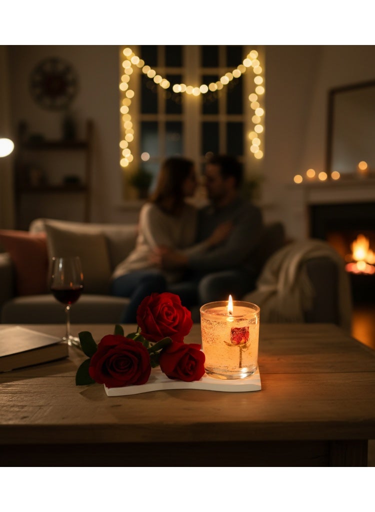 شمعة هلامية عطرية برائحة الورد في وعاء زجاجي – العلاج بالعطور، تعزيز المزاج، ديكور المنزل والاسترخاء - Image 3