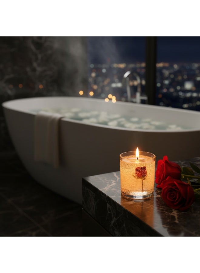 شمعة هلامية عطرية برائحة الورد في وعاء زجاجي – العلاج بالعطور، تعزيز المزاج، ديكور المنزل والاسترخاء - Image 4