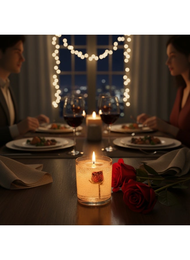 شمعة هلامية عطرية برائحة الورد في وعاء زجاجي – العلاج بالعطور، تعزيز المزاج، ديكور المنزل والاسترخاء - Image 2