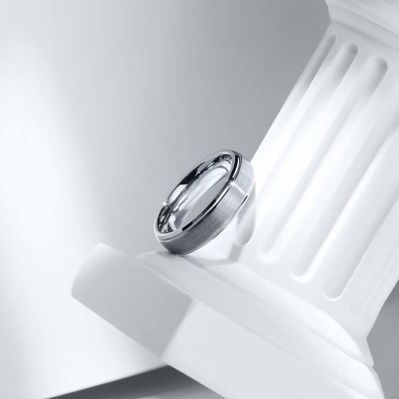 King Will BASIC 6mm Mens Titanium Wedding Ring Brushed Finished Wedding Band Comfort Fit Stepped Edge 9 - Image 3