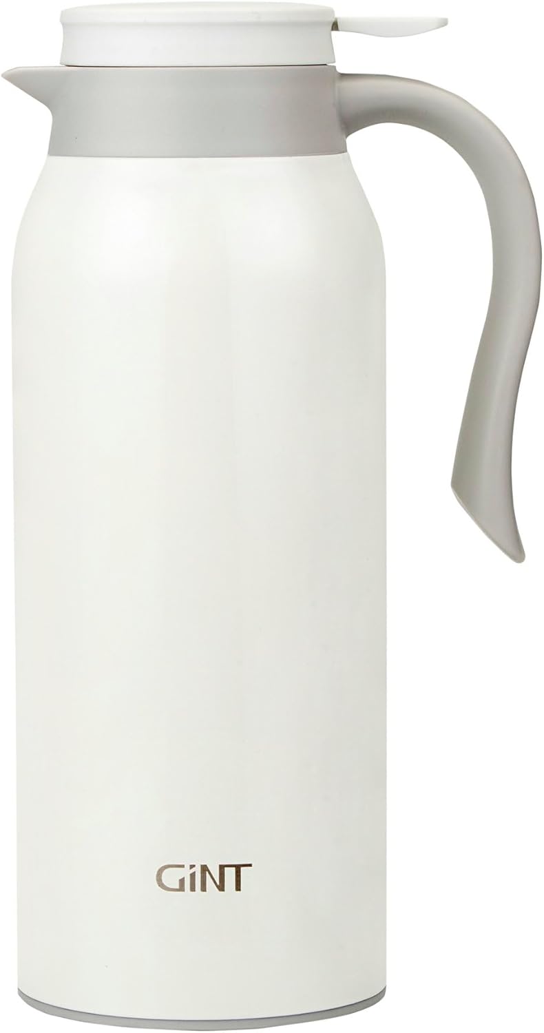 GiNT 51 Oz Stainless Steel Thermal Coffee Carafe, Double Walled Vacuum Insulated Flask, 12 Hour Heat Retention, 1.5 Liter Tea, Water, and Coffee Dispenser (Upgraded version White) - Image 1