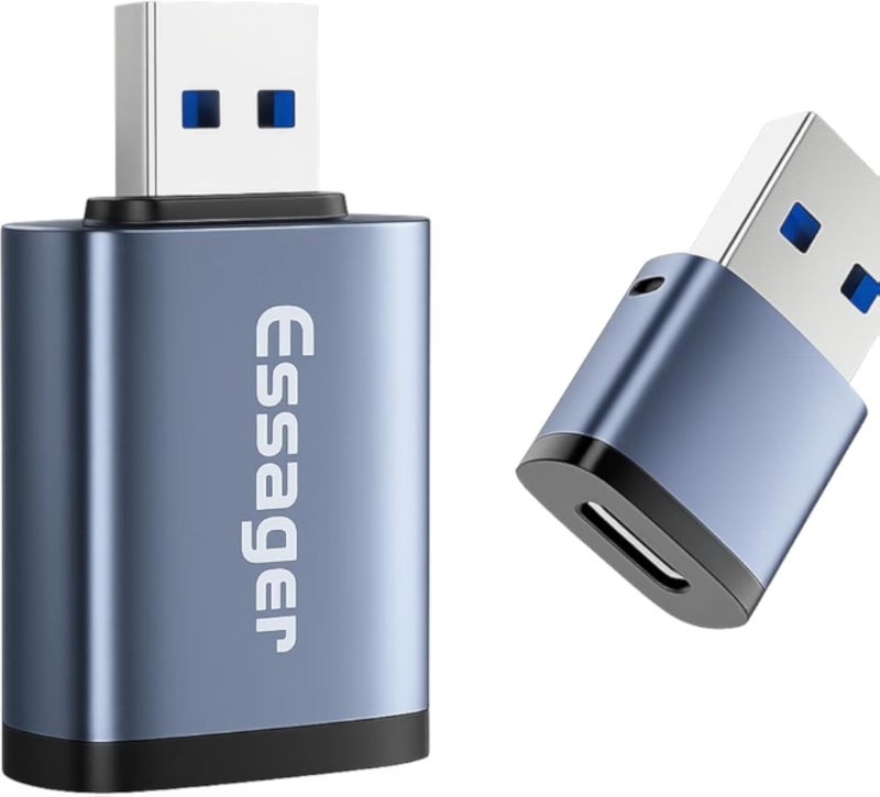 محول Essager من النوع C أنثى إلى USB A 3.0 ذكر OTG (3 أمبير، 5 جيجابت في الثانية) - نقل عالي السرعة، هيكل معدني صغير الحجم - لأجهزة الكمبيوتر المحمولة، ووحدات التخزين المحمولة، والهواتف الذكية