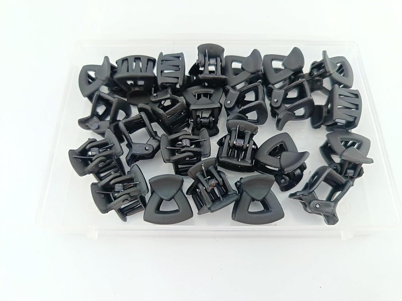 advancedestore Hair Accessories 24 Small Size Black Butterfly Hair Clutch clips Mini Claw Braids Maker Beads For Women Girls Hair Accessories with box - Image 5