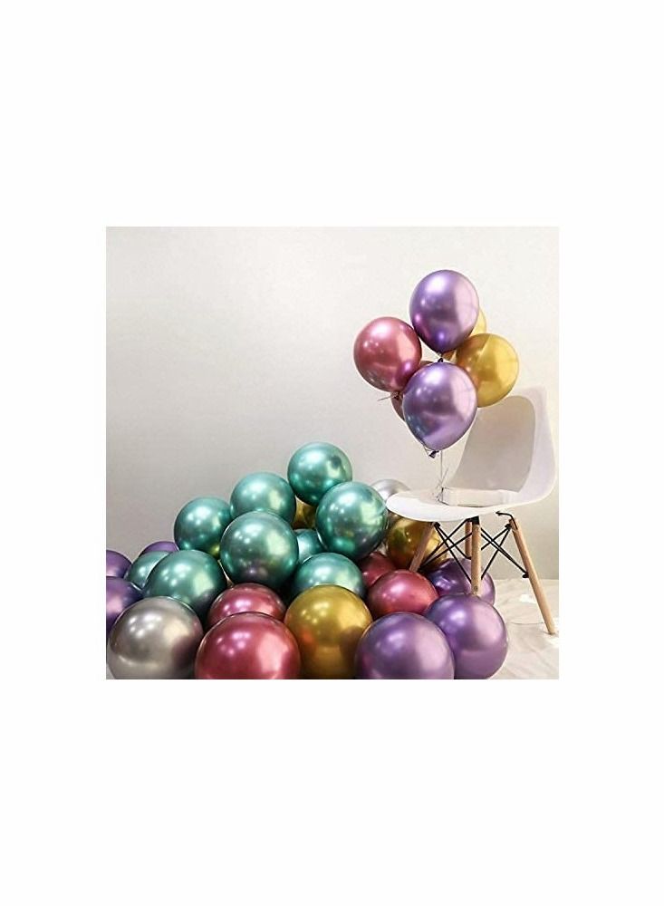KASTWAVE 12inch 50pcs 3D Premium Assorted Color Metallic Latex Birthday Party Balloons - Image 4