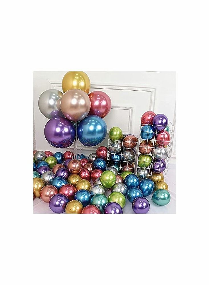 KASTWAVE 12inch 50pcs 3D Premium Assorted Color Metallic Latex Birthday Party Balloons - Image 2