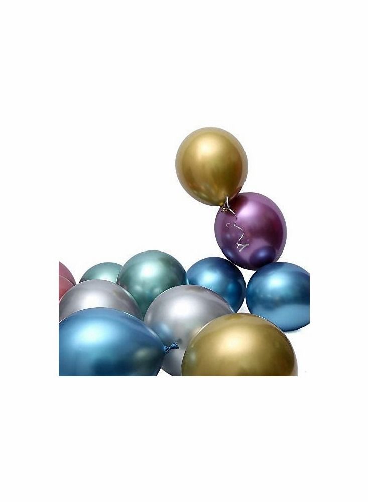 KASTWAVE 12inch 50pcs 3D Premium Assorted Color Metallic Latex Birthday Party Balloons - Image 3