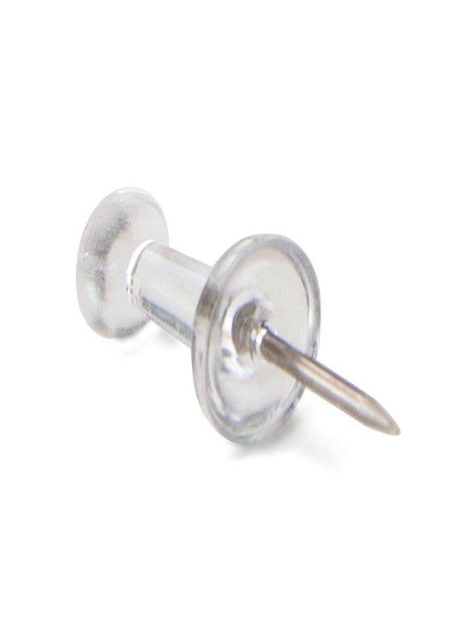 U Brands Push Pins, Clear Plastic Head Thumbtacks, Steel Point, 200-Count - Image 2