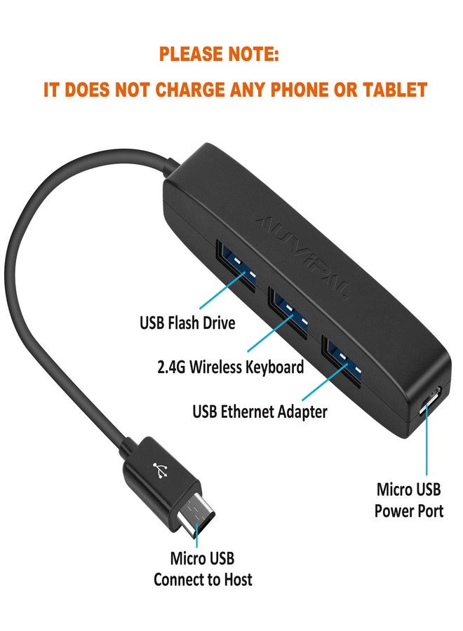 AuviPal 3-Port Micro USB OTG Hub Adapter (3 USB Ports + Power Port) for Fire Stick 4K, PlayStation Classic, Raspberry Pi Zero, Sega Genesis Mini, S/NES Classic Mini and More - Black - Image 4