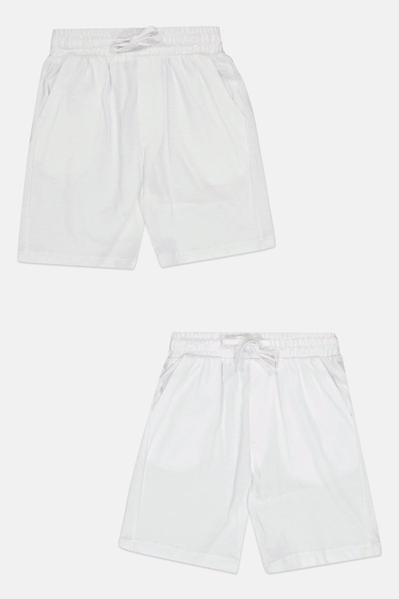 English Laundry Toddlers Boy 2 Pack Solid Basic Shorts, White - Image 1