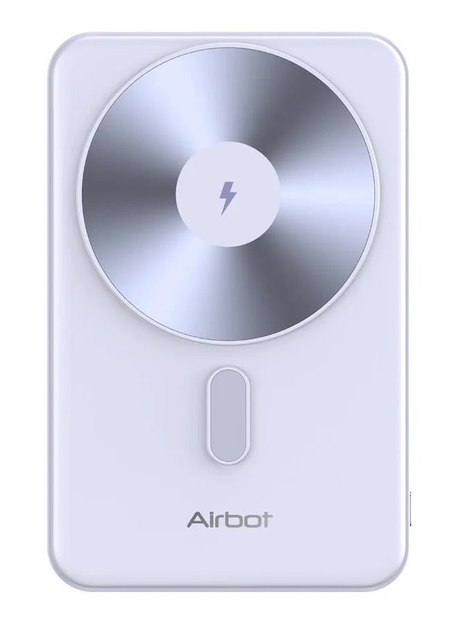 Airbot 5000mAh MagSafe Wireless power bank,for  smartphones that support wireless charging, net weight is only about 110g，strong magnetic adsorption，Lightweight and Magnetic, portable power bank for travel, supports 20W fast charging for wired charging（light blue） - Image 2