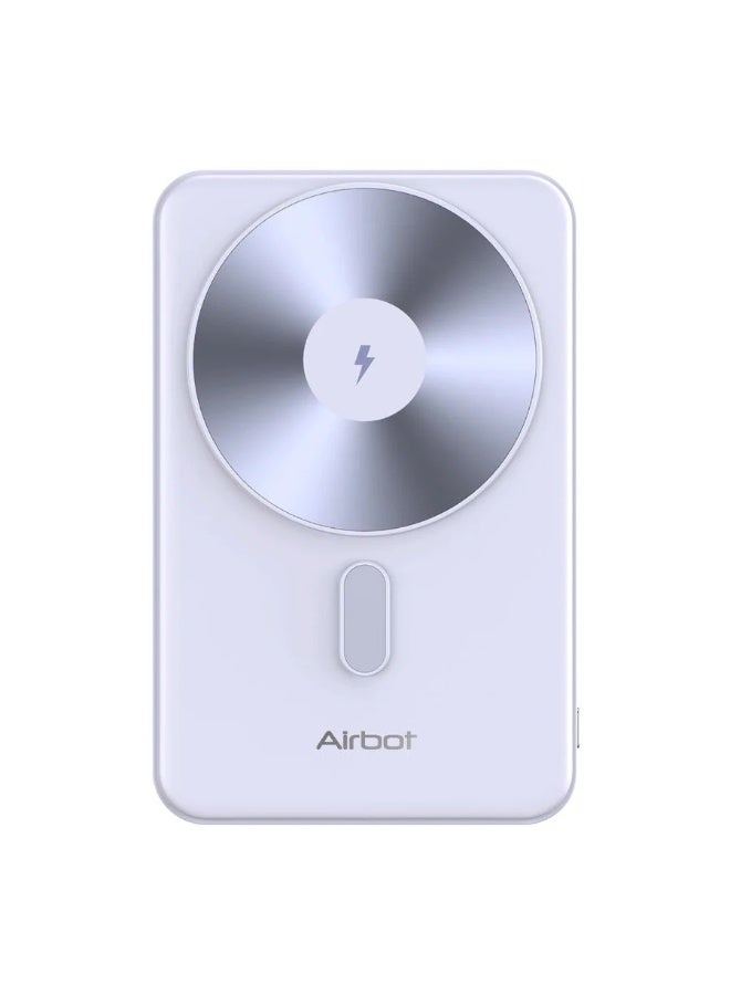 آيربوت بنك طاقة Airbot اللاسلكي بتقنية MagSafe وسعة 5000 مللي أمبير، مخصص للهواتف الذكية التي تدعم الشحن اللاسلكي. يتميز بوزن صافٍ خفيف للغاية يبلغ حوالي 110 غرامات فقط، وقوة امتزاز مغناطيسي عالية؛ فهو خفيف الوزن ومزود بمغناطيس، مما يجعله بنك طاقة محمولاً مثالياً للسفر. كما يدعم الشحن السريع بقدرة 20 واط عند الشحن السلكي. (اللون: أزرق) - Image 2
