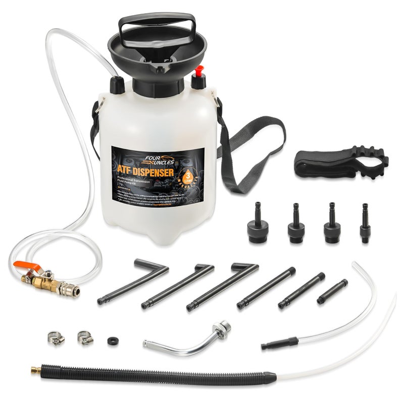 FOUR UNCLES 3L Transmission Fluid Pump - Manual Fluid Transfer Pump with 12 pcs ATF Adapters for Automotive Use, Transmission Fluid Transfer Pump kit - Image 1