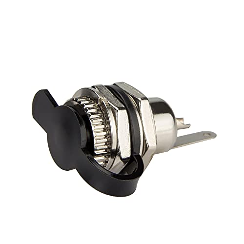 DIYhz 5.5 x 2.5mm DC Power Jack Socket Threaded Female Mount Connector Adapter with Dustproof Plug 5Pcs - Image 2