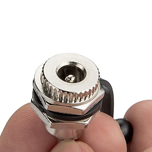 DIYhz 5.5 x 2.5mm DC Power Jack Socket Threaded Female Mount Connector Adapter with Dustproof Plug 5Pcs - Image 4