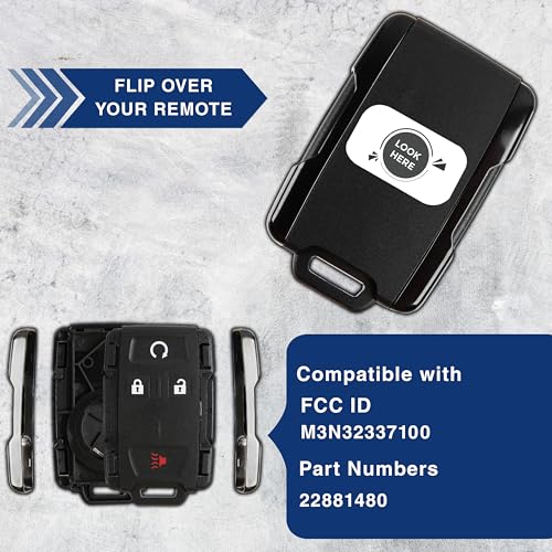 KeylessOption 2x KeylessOption Key Fob Cover Case Replacement for 2014 2015 2016 2017 2018 2019 Chevrolet Chevy Silverado Suburban Tahoe GMC Sierra Yukon Remote Shell, 4-Button M3N-32337100, No Programming Required - Image 4