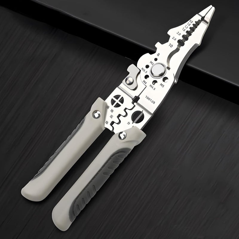 BIRVAN 6in1 Wire Stripper and Cutter Pliers Tools For Electricians Wire and Cable Stripping Cutting Winding Crimping Precision Stainless Steel Hand Tool for Electrician Decrustation Tool - Image 1