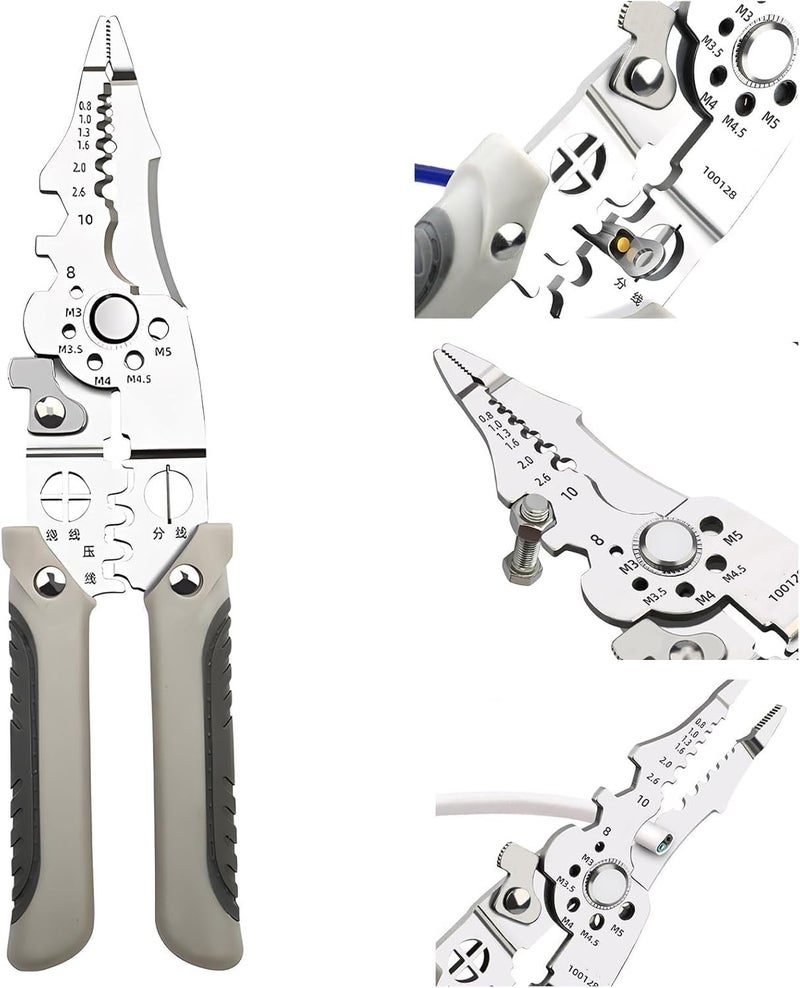 BIRVAN 6in1 Wire Stripper and Cutter Pliers Tools For Electricians Wire and Cable Stripping Cutting Winding Crimping Precision Stainless Steel Hand Tool for Electrician Decrustation Tool - Image 3