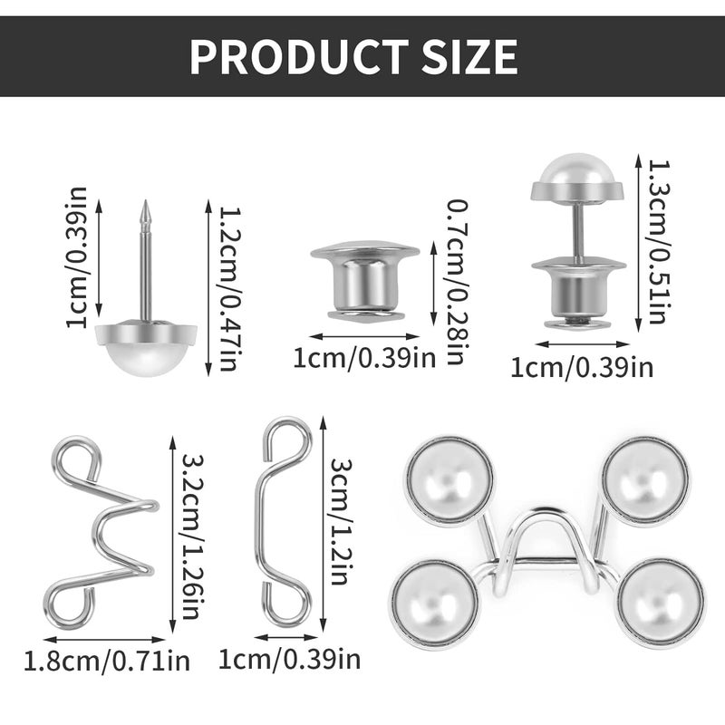 Feinerman 2 Pcs Waist Buckle Extender for Loose Jeans Adjustable Jean Button Pins Instant Pant Waist Tightener Clips NoSew Pearl Button Adjuster Extra Button for Skirts Pants - Image 5