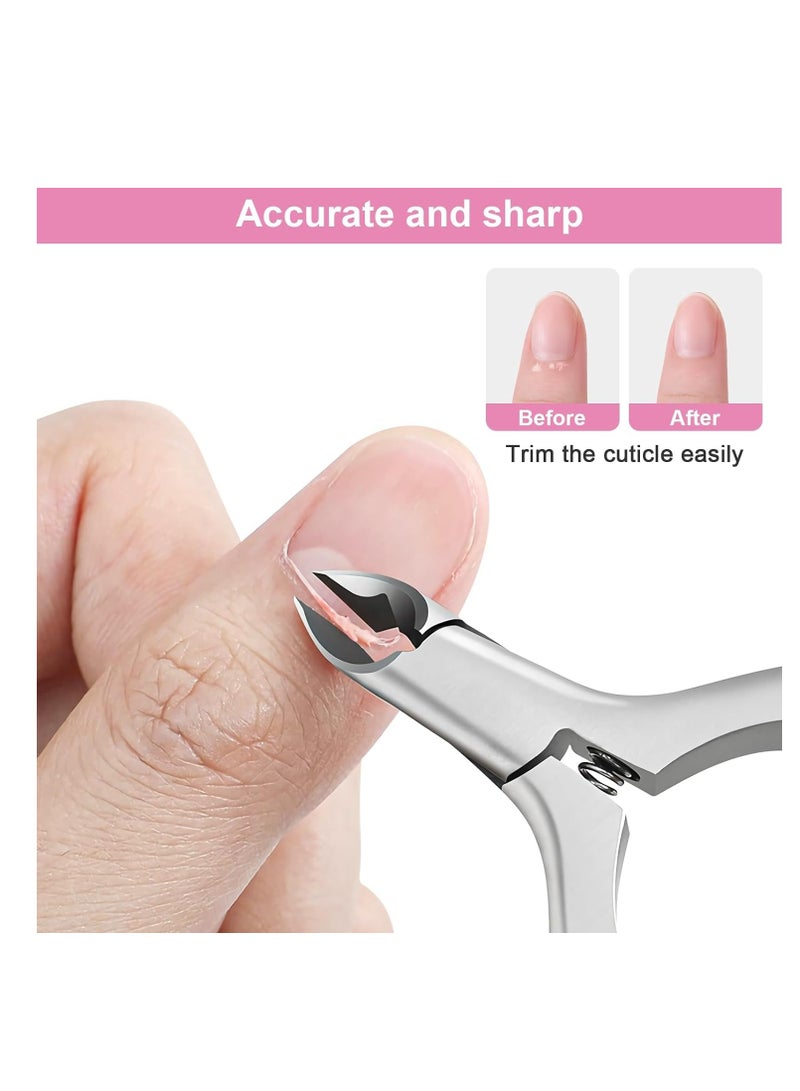 SYOSI Cuticle Trimmer with 3/4 Jaw - Extremely Sharp, Stainless Steel Cuticle Clippers with Silicone Handle, Pink - For Manicure & Pedicure Nail Care - Image 5