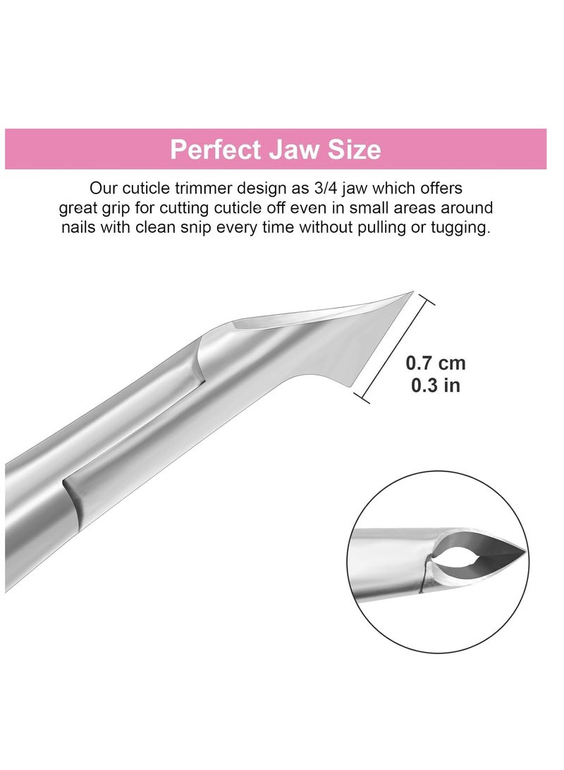 SYOSI Cuticle Trimmer with 3/4 Jaw - Extremely Sharp, Stainless Steel Cuticle Clippers with Silicone Handle, Pink - For Manicure & Pedicure Nail Care - Image 3