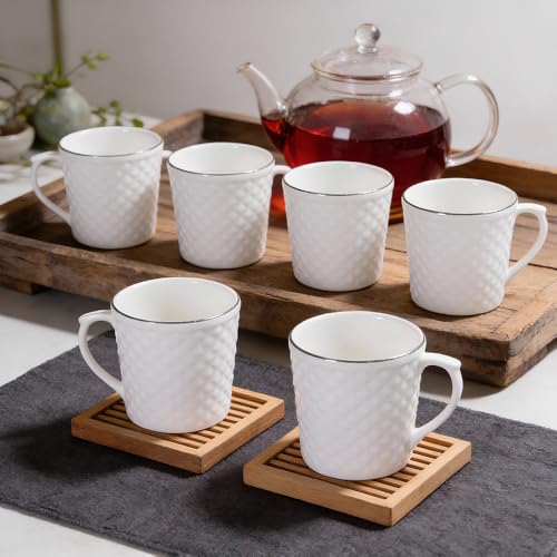 UPC U.P.C. Tea Cups Set of 6, Ceramic Coffee Cup Set, Microwave & Dishwasher Safe Cup, Bone-Ash Free Cups-150ml. - Image 4