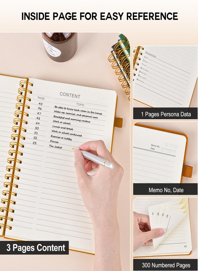 PERCUN Spiral Notebook Journal for Women Men, 300 Numbered Lined Pages, College Ruled, A5 Hardcover Spiral Bound Notebook for School, Work, Note Taking Writing, Leather Spiral Journal Medium 5.9"x8.5" - Image 5