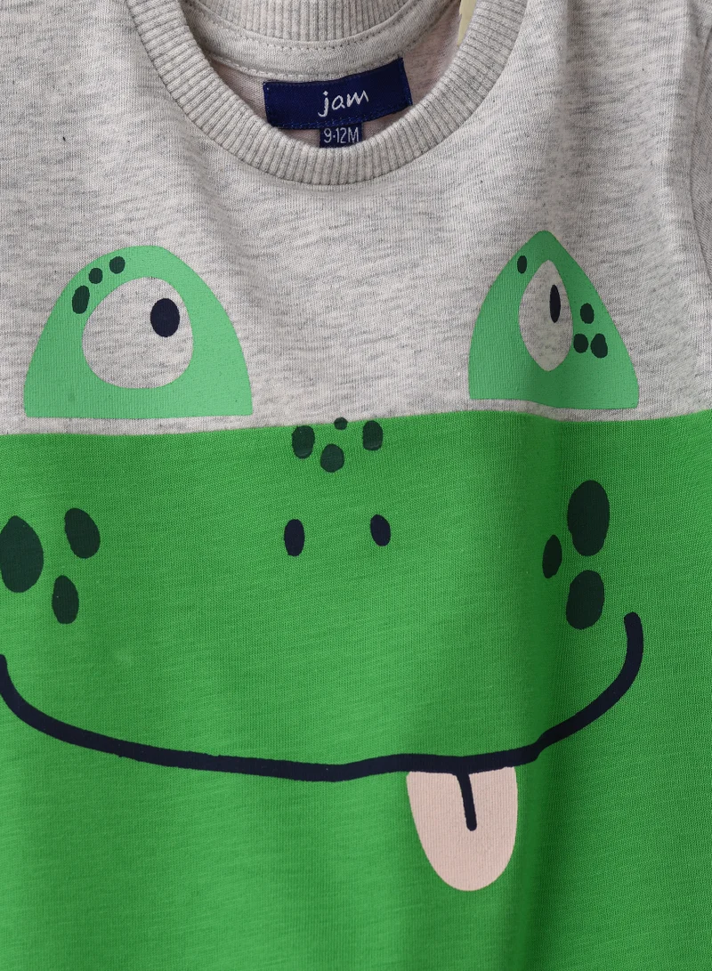 JAM Boys' Green Frog Graphic Cotton T-Shirt